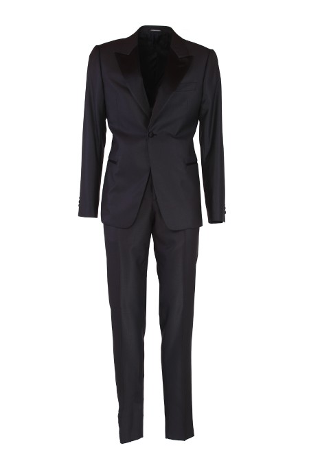 Shop EMPORIO ARMANI  Smoking: Emporio Armani single-breasted smoking suit.
Single-breasted jacket.
Reverse.
One button closure.
Long sleeves.
Side pockets with flap.
Lined garment.
Zip closure.
Composition: 75% virgin wool, 26% silk.
Made in Italy.. E31VB7 F1540-632